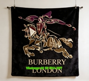 Burberry London Equestrian Knight Art Flannel Throw Blanket B119
